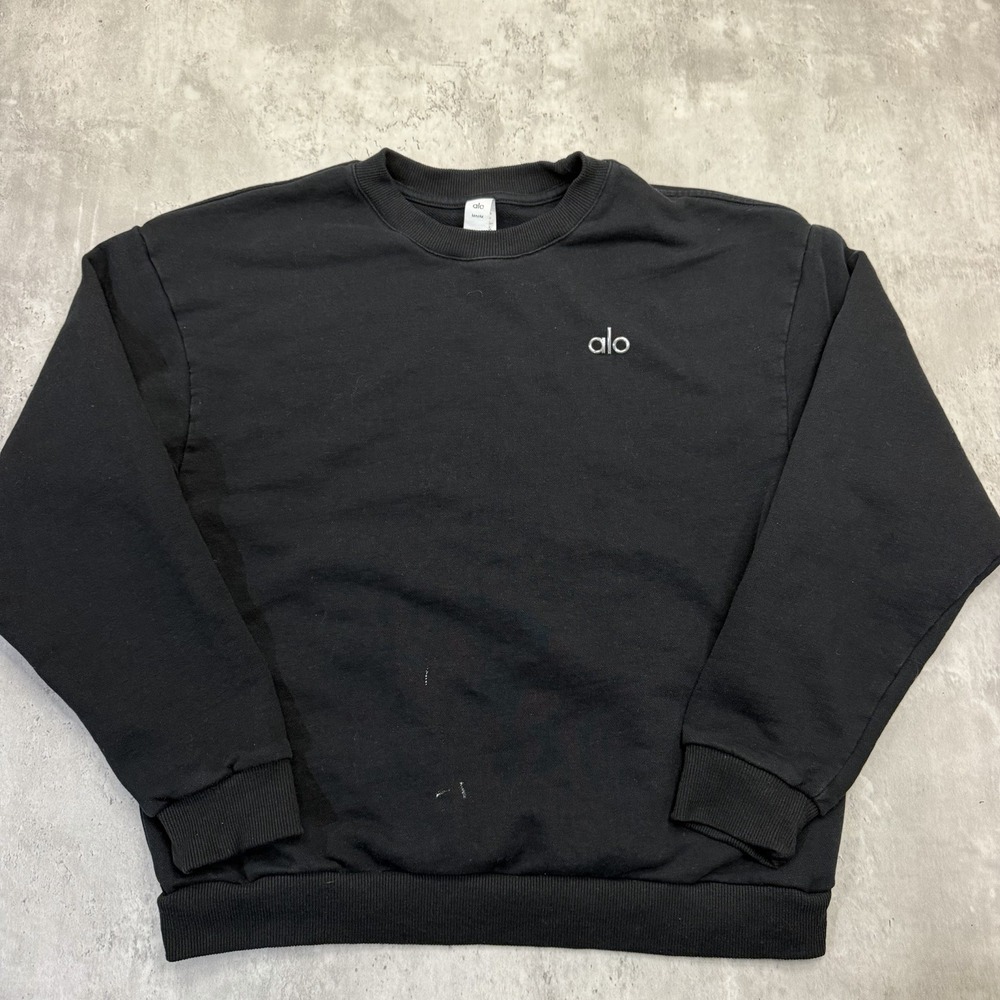 Alo Accolade Crewneck Sweater Sweatshirt Black Women’s Medium Pullover Yoga